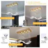 TSINYE Éclairage de luxe de haute qualité Table à manger rectangulaire Cristal Raindrop luminairesuspen moderne maison Lustre Pendentif
