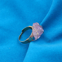 Bagues en pierre naturelle tendance pour femmes, bague ouverte en améthyste, bagues tressées en cristal, bijoux de mariage, cadeaux