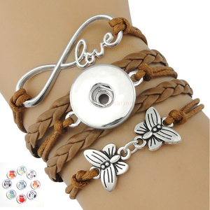 Tự làm 18mm khối Snap Nút hy vọng Skate Dog Paw bóng rổ trái tim tình yêu bóng đá khúc côn cầu quần vợt khiêu vũ Bóng Đá Vòng đeo tay - Product Image 1