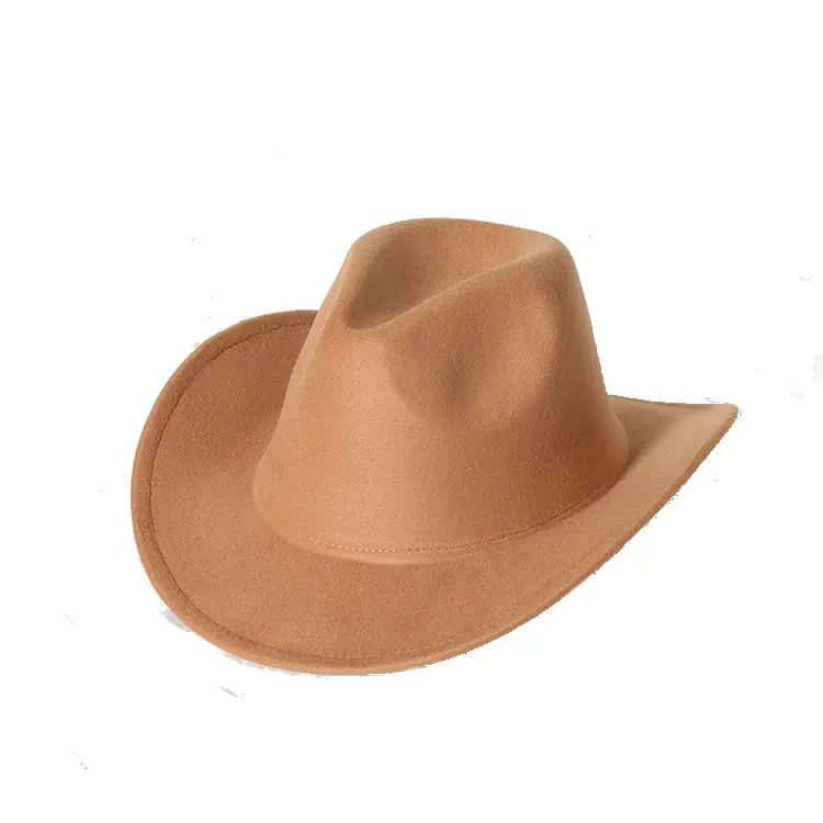 J212045 New Arrival high quality Fedora Man and Women Cowboy hat with rolled brim felt hat Wide brim Fedora hat Wholesale