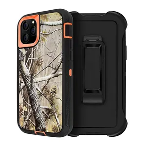 Camo Defender Case For iPhone 13 Pro Max With Belt Clip Heavy Duty Full-Body Rugged Armor Military Grade Protective case