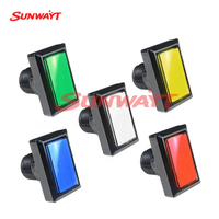 Bouton rectangulaire à bord droit 50*33mm 12V en plastique, personnalisable, grand format, à réinitialisation automatique avec lumière, pour accessoire de machine de jeu