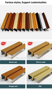 Sistema di Controsoffitto alla Moda a Forma di U, in Alluminio con Impiallacciatura Effetto Legno, per Decorazione Cucina - Product Image 4