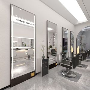Modern Luxury Hair Salon Furniture <b>Set</b> <b>Square</b> Oval Mirrors for Barbershops Malls Factory Design Light Duty Sober Glass Great - Product Image 2