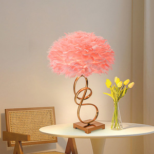 Lampe de table en plumes simple de style nordique, salon, chambre à coucher, café, librairie, bureau, hôtel, éclairage d'intérieur moderne, lampe de bureau - Product Image 1