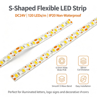 Tira de Luces LED Flexibles en Forma de S, SMD 2835, Zig Zag, 120 LED, 6.5 mm, DC24V, 4000K