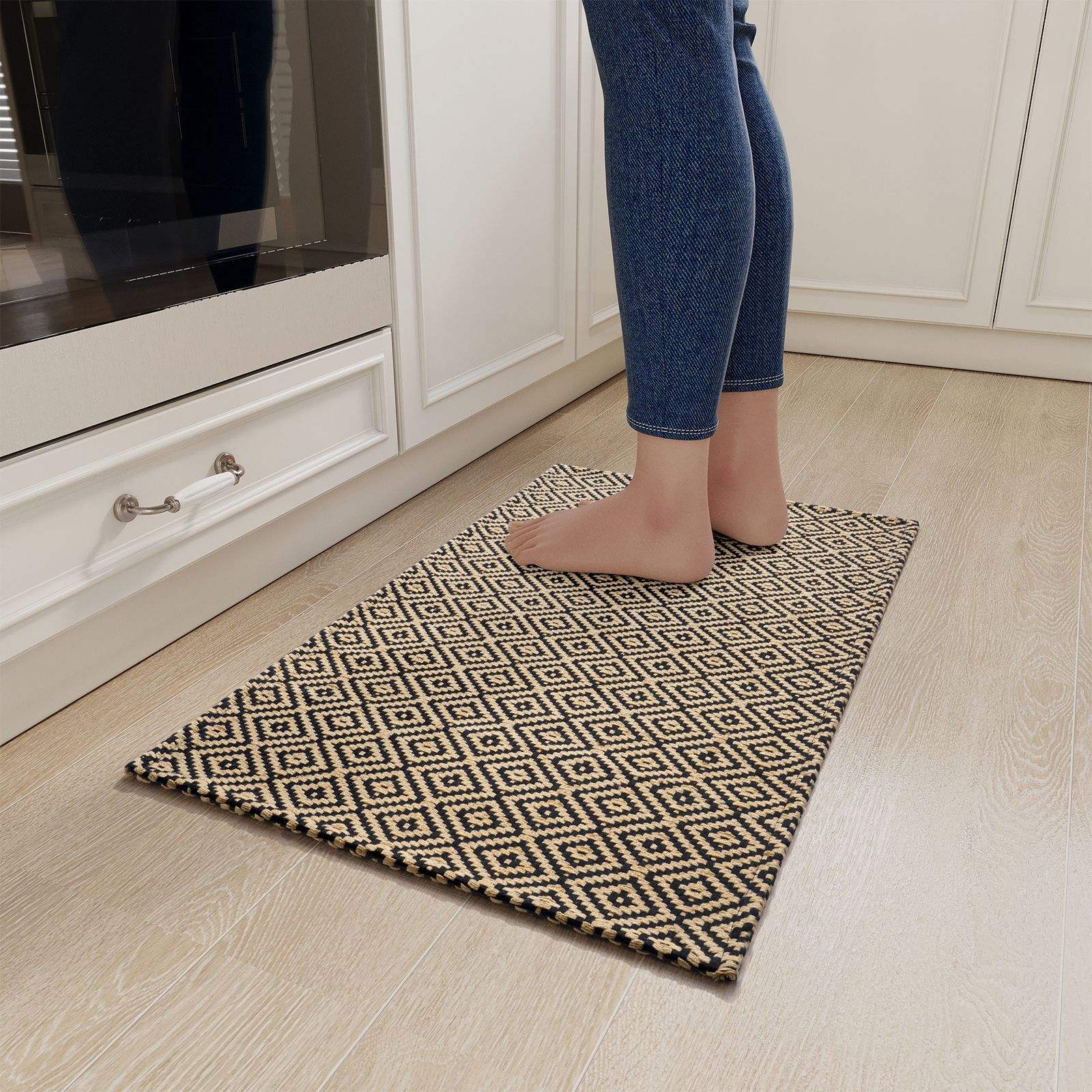 ผ้าฝ้ายผสมโพลีเอสเตอร์ - ลายข้าวหลามตัด สีน้ำตาล