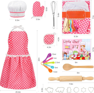 Ensemble de cuisine et de pâtisserie <span class=keywords><strong>pour</strong></span> enfants 19 pièces, ensemble de costume de chef <span class=keywords><strong>pour</strong></span> enfants - Chapeau de chef et tablier rose assorti, déguisement <span class=keywords><strong>pour</strong></span> enfants - Product Image 2