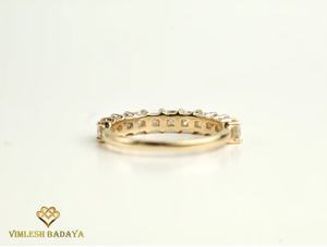 Anillo de Boda con Diamante de Laboratorio Certificado por IGI, Corte Princesa, Media Eternidad, Anillo de Aniversario con Diamante Cultivado en Laboratorio, Joyería de Oro Sólido de 14K - Product Image 3