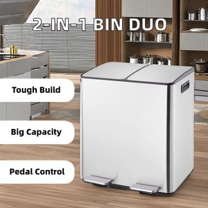 Cubos de <span class=keywords><strong>basura</strong></span> de <span class=keywords><strong>reciclaje</strong></span> de acero inoxidable, pedales de pie, cubos de almacenamiento de doble compartimento para cocina, oficina, Hotel, Hospital, uso de <span class=keywords><strong>reciclaje</strong></span> - Product Image 5