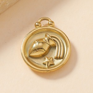 Liontin Zodiak Horoskop Konstelasi Berlapis Emas 18K dari Baja Anti Karat untuk Perhiasan DIY - Product Image 5