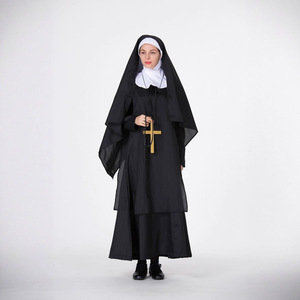 Disfraz de TV y película de Halloween para mujeres adultas, diseños de sacerdote de <span class=keywords><strong>monja</strong></span> de <span class=keywords><strong>la</strong></span> Virgen María, vestido, máscara facial, cubierta de cabeza (Material de poliéster) - Product Image 2