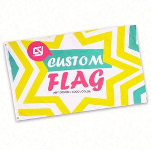 Banderas Personalizadas de Una o Dos Caras con Estrella Amarilla, Cualquier Tamaño y Diseño, con 2 Ojales, Suministro de Fábrica - Product Image 2