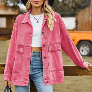 Giacca di <span class=keywords><strong>jeans</strong></span> da <span class=keywords><strong>donna</strong></span> a maniche lunghe, vestibilità ampia e versatile, lunghezza media, nuova collezione autunno 2026, <span class=keywords><strong>abbigliamento</strong></span> casual, taglie S-2XL - Product Image 3