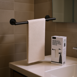 Juego de Toallero de Pared de Acero Inoxidable de 6 Piezas, Diseño Moderno Negro para Baño - Product Image 2