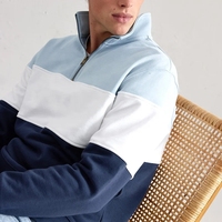 OEM personnalisé 100% coton colour block pull pull 1/4 quart demi fermeture éclair sweat pour hommes