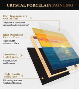 Pintura de porcelana de cristal moderna, luces LED colgantes, marco negro, arte de pared <span class=keywords><strong>para</strong></span> el hogar, <span class=keywords><strong>para</strong></span> <span class=keywords><strong>comedor</strong></span>, sala de estar - Product Image 5