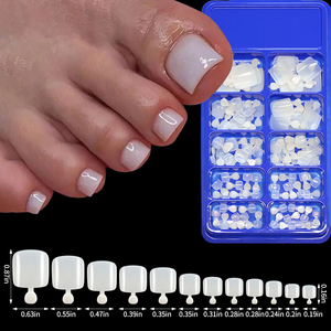 100 Pièces de Faux Ongles d'Orteils Courts Blancs Brillants à Coller pour le Design DIY et le <span class=keywords><strong>Nail</strong></span> Art des Pieds - Product Image 3