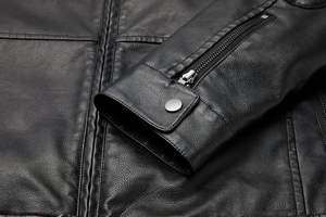 Chaqueta Bomber de Cuero para Hombre, Estilo Urbano, Primavera 2025, Diseño Sólido, Impermeable, Cortavientos, Forro de Algodón en la Parte Delantera - Product Image 6