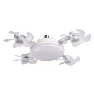 Ventilador de Techo LED Blanco de 4 Aspas, Enchufable, Ajustable, 3 Velocidades, Luz Blanca Cálida, E27, Lámpara Colgante de Plástico para Sala de Estar - Product Image 2