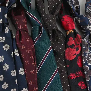 Embroidery Floral Chic Man Ties In Bulk Personalized Logo Business Woven Neck Tie Mens Floral 8CM Tie Italian Silk For Men