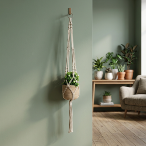 Soporte para Plantas Colgante Basantpriya, Hecho a Mano, de Macramé con Cuerda de Algodón, Ligero y Duradero, de Una Sola Capacidad, para Interiores - Product Image 2