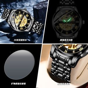 Binbond Men's Automatic Mechanical Watch Skeleton Design Stainless Steel Band 50m Waterproof - Product Image 4