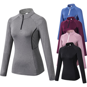 Femmes Training Hogwear Chemises pour femmes Manches longues Quarter Zip Pullover Tennis T-<span class=keywords><strong>Shirt</strong></span> Lightweight Running Hiking Tops - Product Image 1