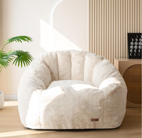 Modernes Weißes Muschel-Design Faltbares Faulbett mit Kunstfell Tragbarer Runder Sitzsessel für Schlafzimmer Apartment Wohnzimmer