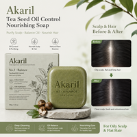 Akaril 100g Savon Solide Végétalien Bio Nourrissant à l'Huile de Graines de Thé Sans Sulfate pour Équilibrer et Fortifier le Cuir Chevelu Doux et Végétal