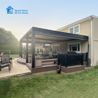 Pergola motorisée en aluminium écologique Sweet Home, résistante au vent, avec toit lamellaire rétractable et étanchéité intégrée pour jardin