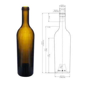 Encore bao bì trong kho cổ màu xanh lá cây chai rượu vang đỏ tía Glass Red Wine Bottle