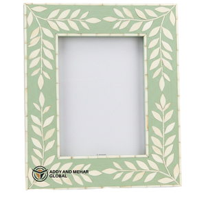 Cadre photo en bois fait main avec incrustation de nacre, cadre photo vertical pour table, cadre décoratif personnalisable - Product Image 1