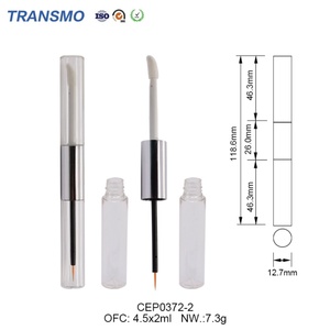 Contenant double embout pour gloss et eye-liner, emballage cosmétique noir double face pour rouge à lèvres, tube en plastique 2*4.5ml - Product Image 2