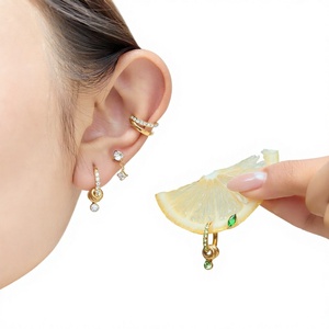 Pendientes de Aro de Acero Inoxidable Chapados en Oro de 18K con Circonita Geométrica, Joyería para Mujer, para Fiestas - Product Image 3