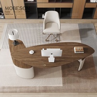 Bureau d'ordinateur de luxe haut de gamme en bois massif, grand bureau long de style moderne du milieu du siècle, design élégant pour bureau et étude