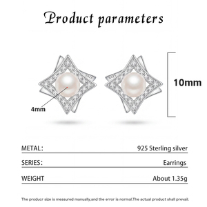Original Design S925 <b>Silver</b> Square Freshwater Pearl <b>Stud</b> Earrings – Wholesale Fashion Jewelry for Women - Product Image 6