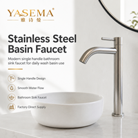 Robinet de lavabo en acier inoxydable à poignée unique, haut, finition brossée, vente en gros d'usine OEM ODM