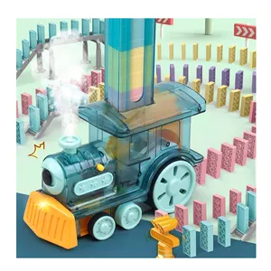Otomatik sprey diy araba blokları oyunu elektrikli domino tren oyuncak