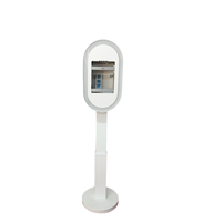 Photomaton portable en métal blanc brillant, design tendance, avec éclairage annulaire LED 13 pouces, pour iPad, impression en libre-service et télécommande
