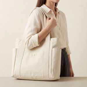Fashion <b>Backpack</b> Simple Versatile Handbag Students Large Capacity Multi-Pocket Eco-Friendly <b>Recyclable</b> Canvas Tote Bag Custom - Product Image 2