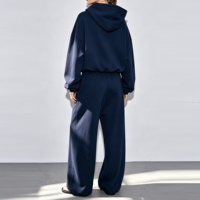 Ensemble de survêtement personnalisé pour femme, coupe oversize, avec sweat à capuche zippé et pantalon de jogging à jambes larges, deux pièces, style loungewear et streetwear, marque privée