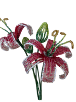 Bouquet de fleurs perlées faites à la main – Lys décoratifs écologiques pour mariage et remise de diplôme – Cadeau de remerciement pour enseignant