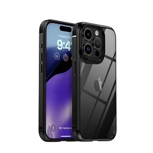 Nuovo business tpu pc duro in fibra di carbonio protezione totale antiurto per iphone 14 15 pro max custodia per telefono cellulare trasparente