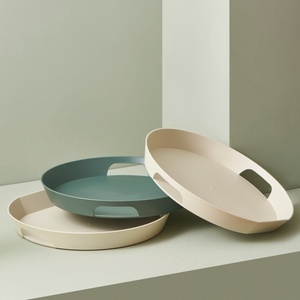 Plateau de service en plastique écologique MONR avec poignée portable, finition givrée, rangement facile, assiette à fruits, couleur personnalisable, plat décoratif moderne - Product Image 2