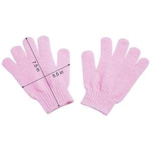 Luma Custom Five-Fingers Nylon Body Scrubber Guantes de ducha Exfoliante corporal de poliéster de forma ovalada Removedor de piel muerta Guante de baño - Product Image 2