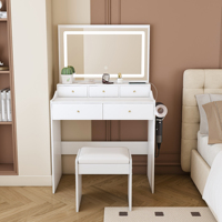 Nouvelle grande coiffeuse miroir pour chambre à coucher, ensemble de coiffeuse moderne avec 5 tiroirs, table de maquillage réglable pour chambre