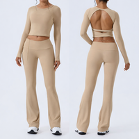 Vêtements de sport personnalisés pour femmes, tenue de sport ajustée décontractée, ensemble de yoga à manches longues avec dos élégant, doux pour la peau, vêtements de gym