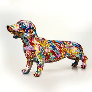 Grande Scultura di Cane Bassotto in Resina Ecologica, Stile Graffiti Dipinto a Mano, Certificata CE, Colore Personalizzabile, Statua Decorativa per la Casa - Product Image 6