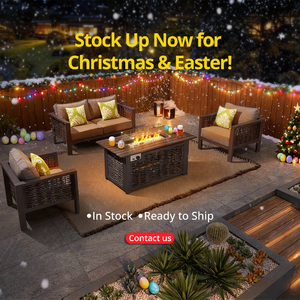 Sẵn sàng giao hàng, có chứng nhận UKCA CE, bộ bàn ghế sofa mây nhựa ngoài trời, sân vườn, có hố lửa - Product Image 3